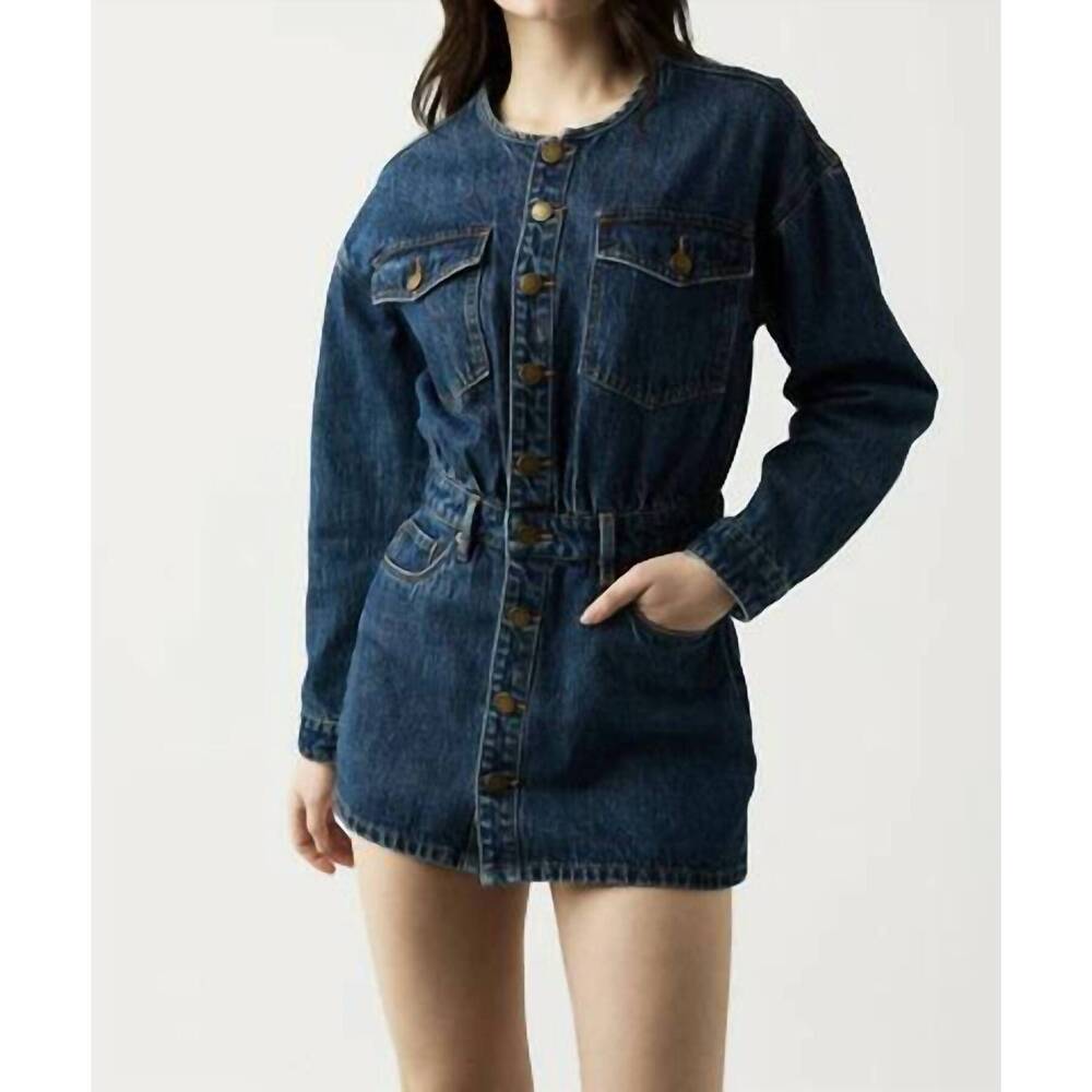 NEW BLANKNYC ready set go denim dress in med indigo
